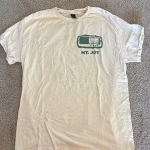MT. JOY White Graphic Tee with Green Print